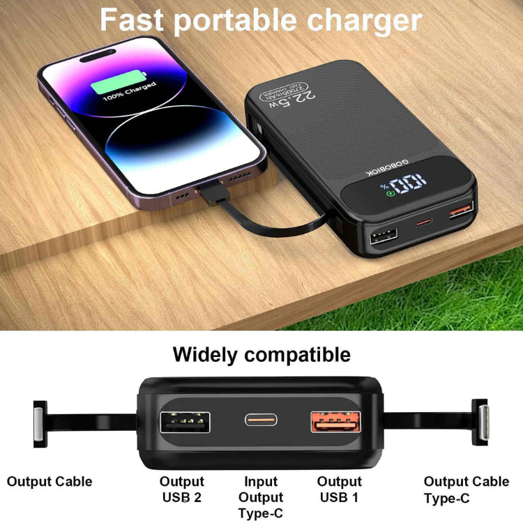 Batterie Externe 27.000mAh avec Cable