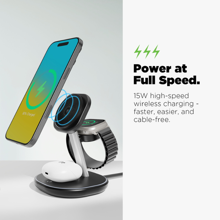 AmpNergy MagStance 3-en-1 Support de recharge sans fil