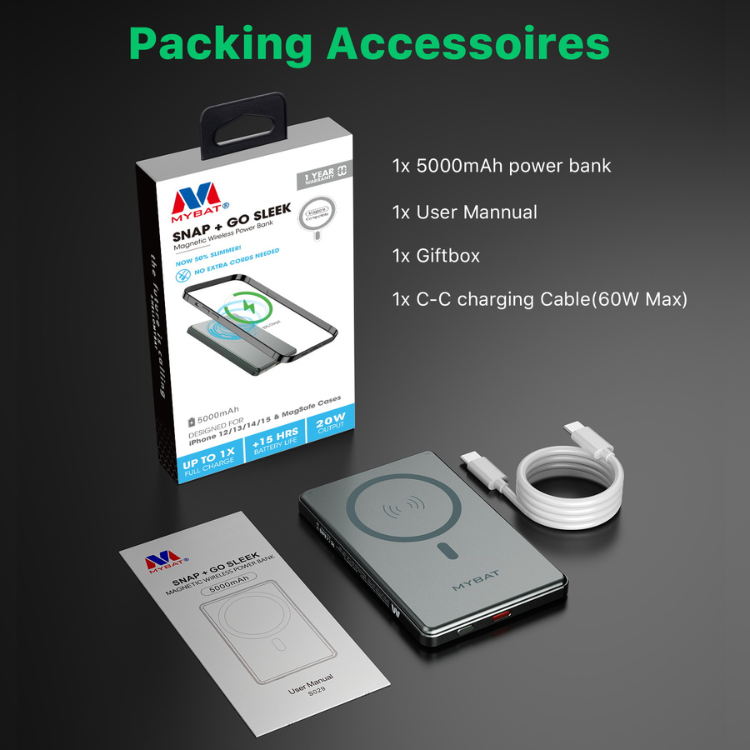 Mybat Snap+Go Batterie externe Magsafe 5000mAh