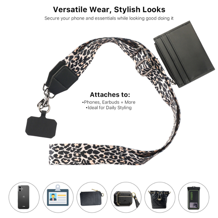 MyBat Sangle bandoulière léopard + porte-cartes