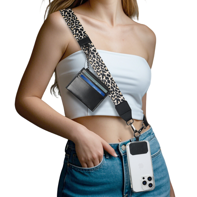 MyBat Sangle bandoulière léopard + porte-cartes