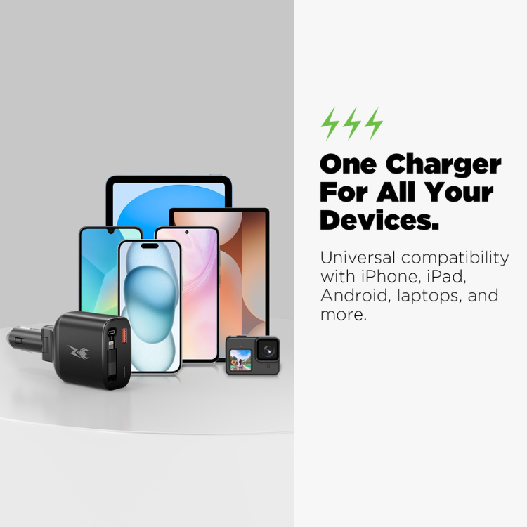 AmpNergy Speedemon Chargeur voiture 4-en-1 câbles intégrés