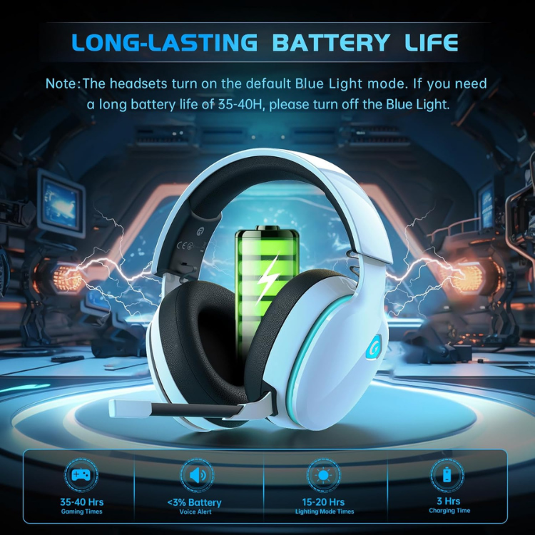 Gtheos Casque Gaming Sans Fil 2,4GHz pour PS5, PC, Switch