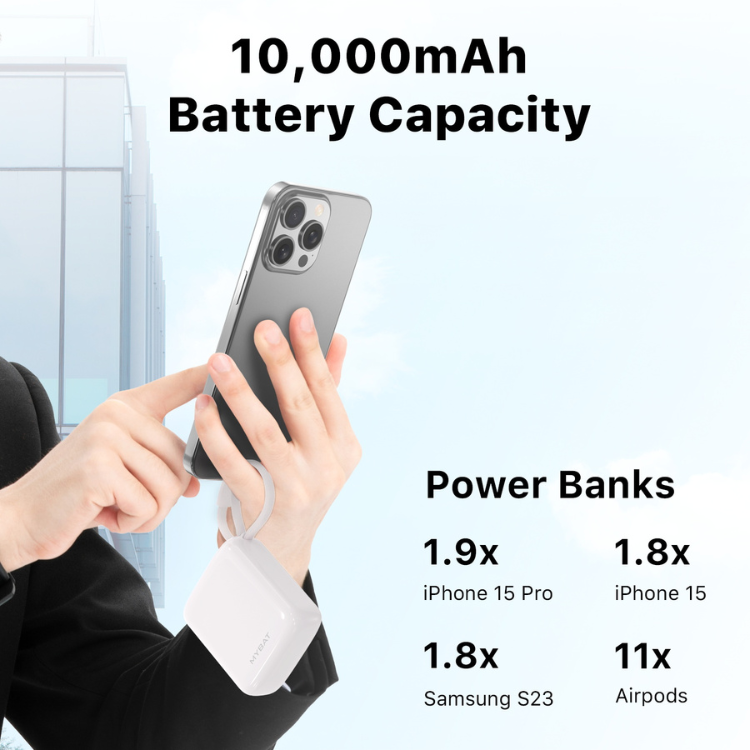 MyBat PowerLoop Batterie externe 10000mAh avec câble USB-C intégré