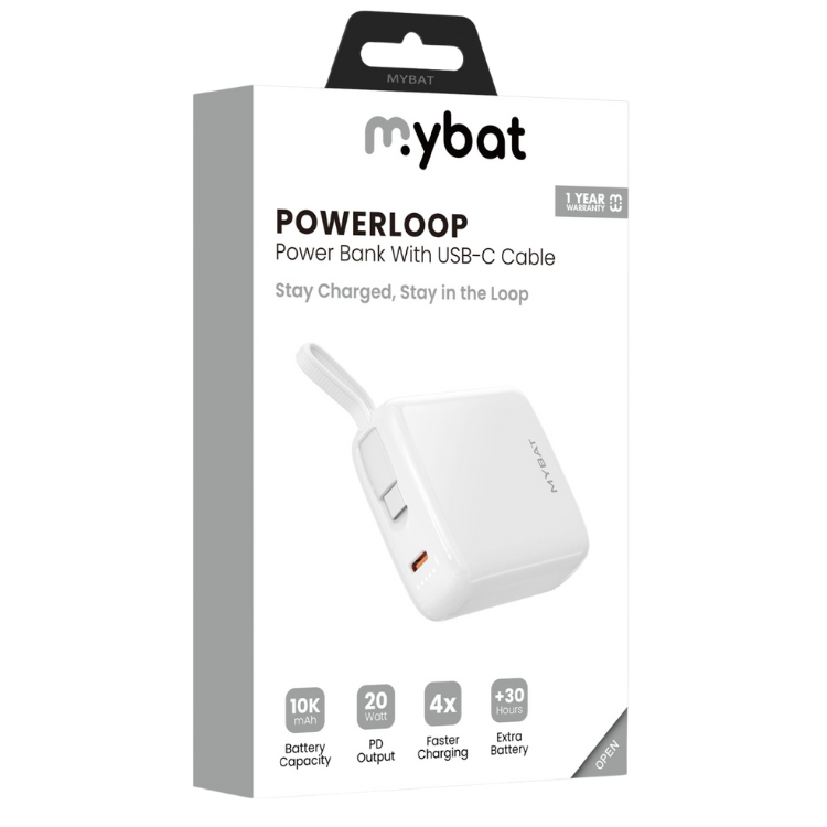MyBat PowerLoop Batterie externe 10000mAh avec câble USB-C intégré
