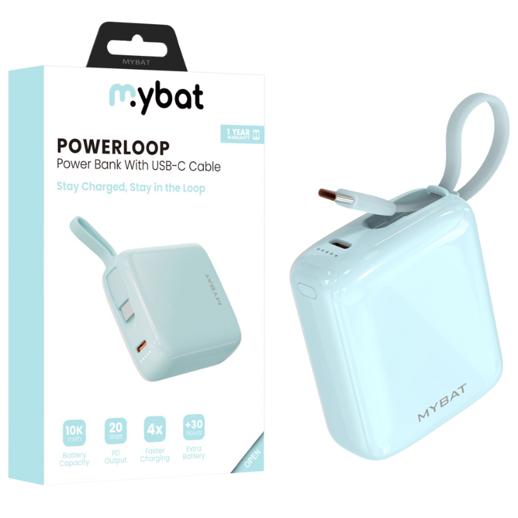 MyBat PowerLoop Batterie externe 10000mAh avec câble USB-C intégré