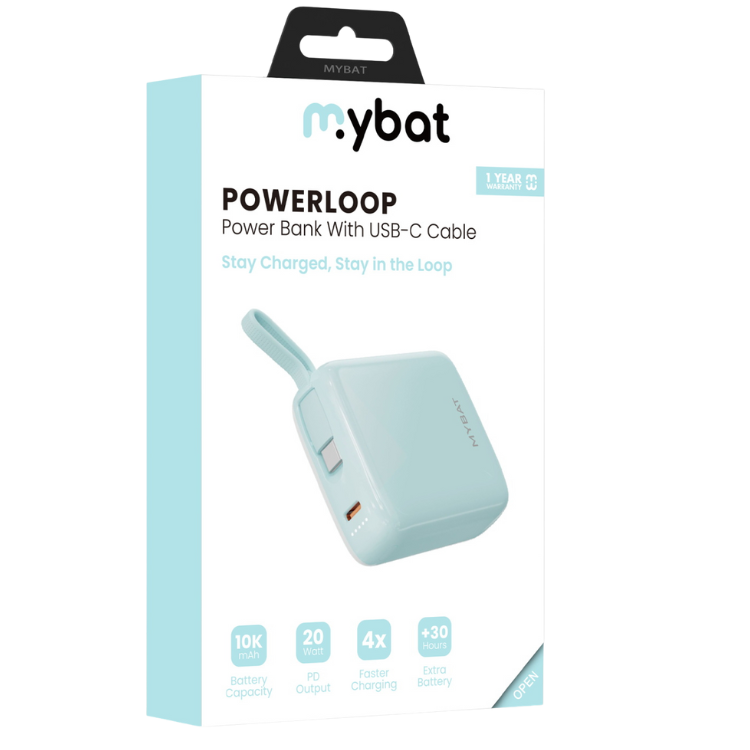 MyBat PowerLoop Batterie externe 10000mAh avec câble USB-C intégré