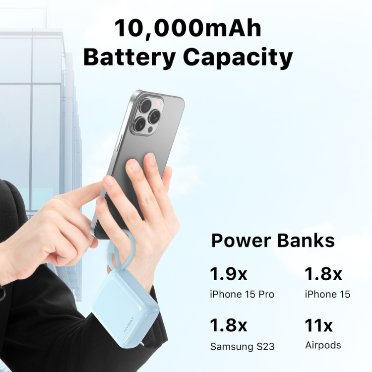 MyBat PowerLoop Batterie externe 10000mAh avec câble USB-C intégré