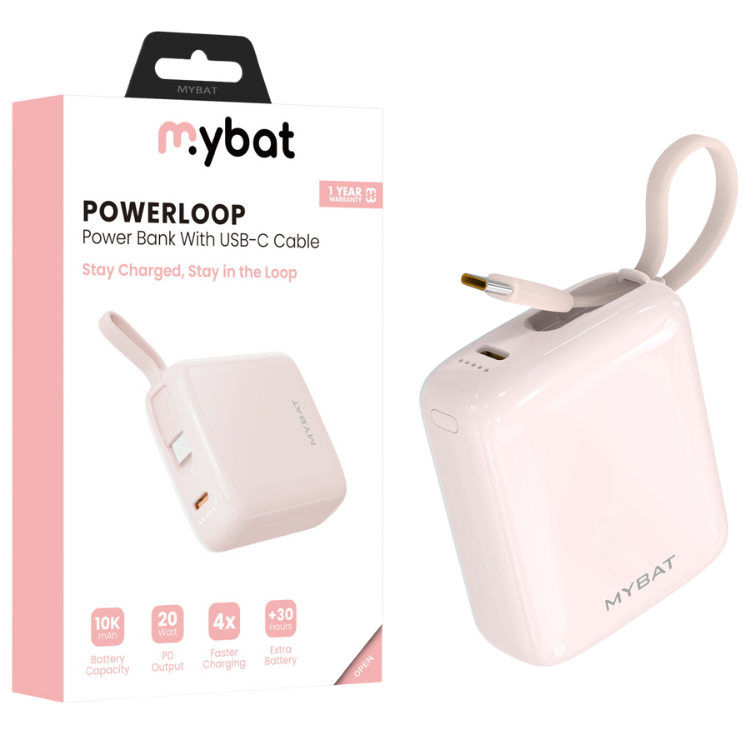 MyBat PowerLoop Batterie externe 10000mAh avec câble USB-C intégré