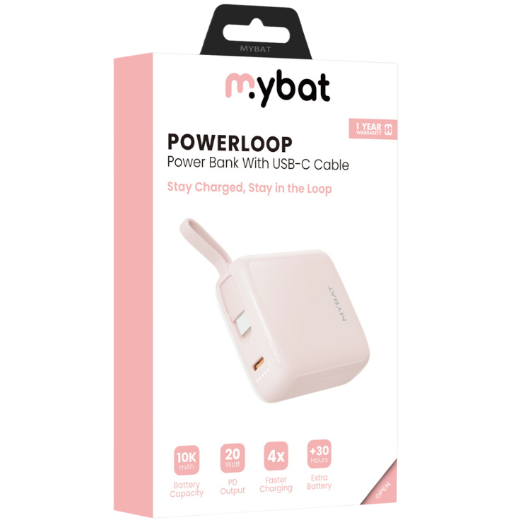 MyBat PowerLoop Batterie externe 10000mAh avec câble USB-C intégré