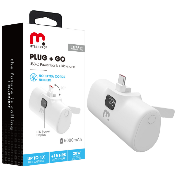 MyBat Plug+Go Batterie externe 5000mAh USB-C avec support intégré