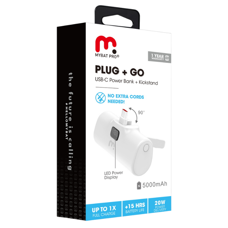 MyBat Plug+Go Batterie externe 5000mAh USB-C avec support intégré