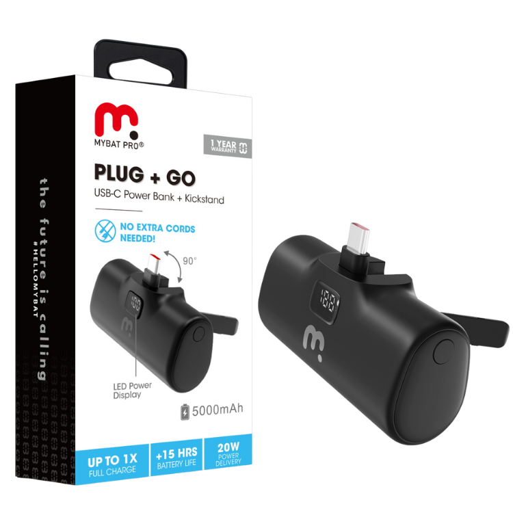 MyBat Plug+Go Batterie externe 5000mAh USB-C avec support intégré