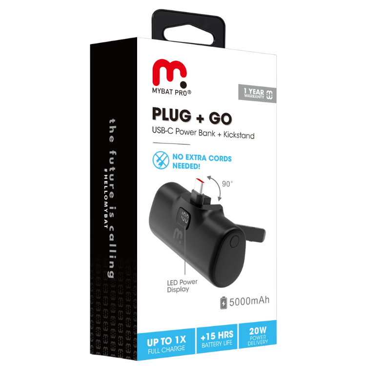 MyBat Plug+Go Batterie externe 5000mAh USB-C avec support intégré