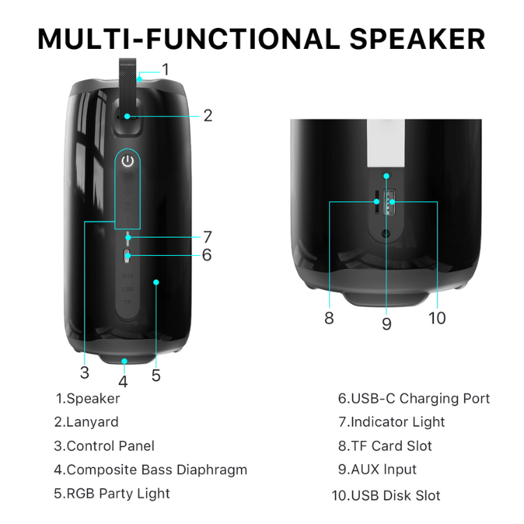 MyBat Pro Firefly Plus Portable Wireless Speaker - Black