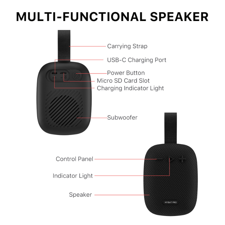 MyBat Pro Hook Portable Wireless Speaker - Black