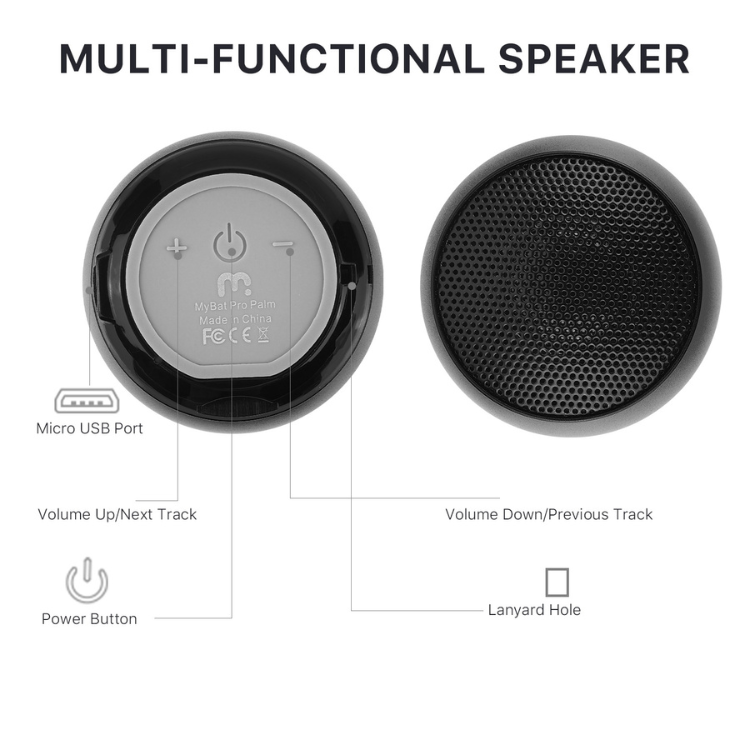MyBat Pro Palm Mini Portable Wireless Speaker - Black