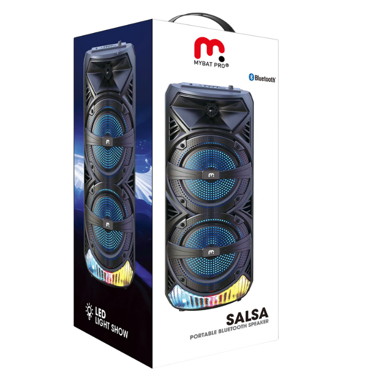 MyBat Pro Salsa LED Enceinte Portable avec Micro  – 30W, LEDs, Micro, Autonomie 5h