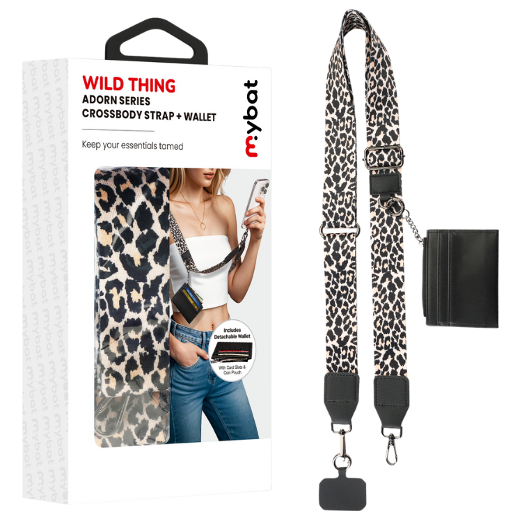 MyBat Sangle bandoulière léopard + porte-cartes