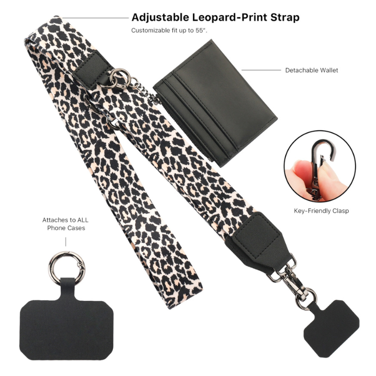 MyBat Sangle bandoulière léopard + porte-cartes