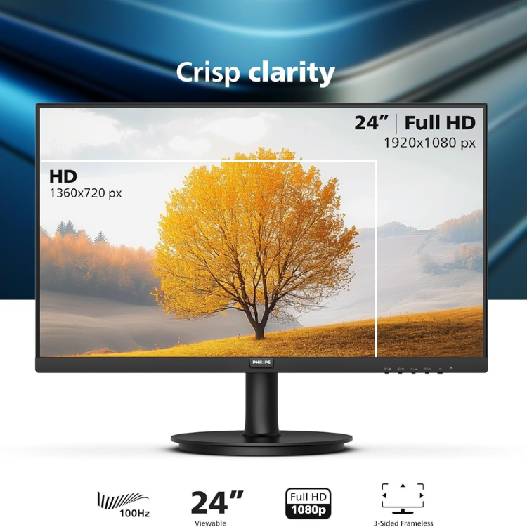 Philips 241V8LB - Écran Ordi PC 24” Sans Bord - 1080p - 100Hz