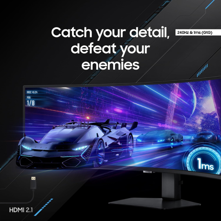 Samsung Odyssey G9 - Écran Ordi Gaming 49" UltraWide Incurvé - DQHD - 240Hz - 1ms
